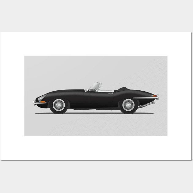 Jaguar E Type Roadster Black Wall Art by SteveHClark